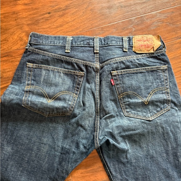 Men’s Levi’s Original 501 Stretch Dark Blue Denim Button fly Jeans-Size W38 L32 - Picture 5 of 10